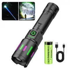 OEM - Linterna Táctica Recargable LED GT100 con Zoom Largo Alcance Potente