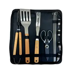 ICHIMATSU - SET DE UTENSILIOS PARRILLERO DE 15 PIEZAS CON ESTUCHE