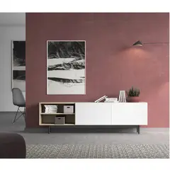 R&R MUEBLES - Mueble de TV Moderno Meneses Duna/Blanco 2 Puertas
