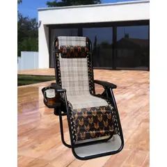 GENERICO - SILLA PLEGABLE GRAVEDAD CERO RECLINABLE PREMIUM CON BANDEJA PORTA VASO PLAYA TERRAZA JARDÍN CAMPING