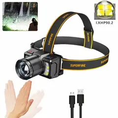 OEM - Linterna de Cabeza con Sensor y Zoom Recargable USB C