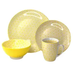 ICHIMATSU - Juego de Vajilla Loza China 24 Piezas Amarillo