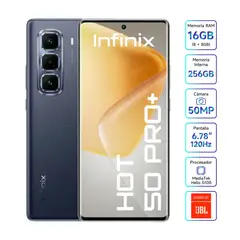 INFINIX - Hot 50 Pro+ 8GB Ram 256GB Pantalla Amoled FHD+ 50MP 120Hz Dual Sim Negro