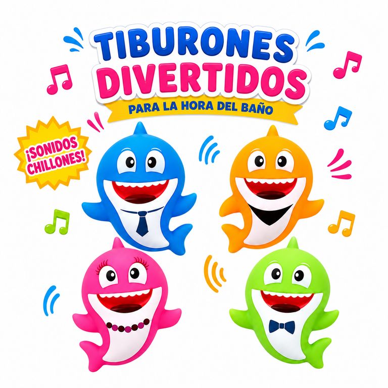 Juguete de Baño Baby Shark Chillon de Jebe 4 Piezas