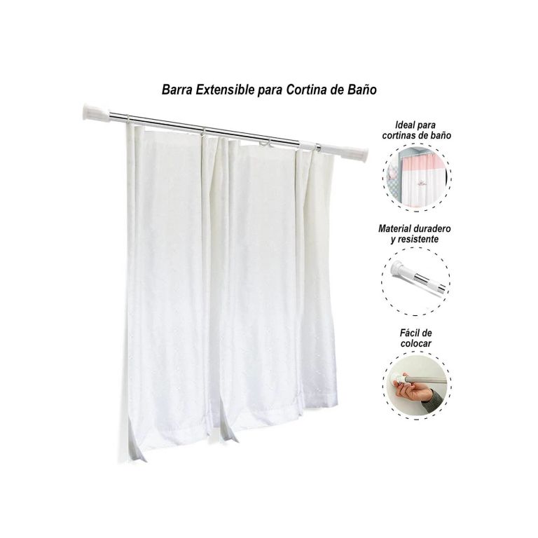 Barra Extensible 200cm para Cortina de Baño