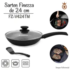FINEZZA - Sarten Ultragranito de 24 cm con Tapa 3 Piezas FZ-V424TM