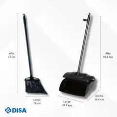 DISA SOLUCIONES ECOEFICIENTES - Kit de Limpieza Escoba Lobby + Recogedor con tapa