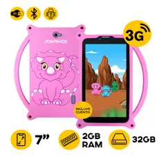 ADVANCE - TABLET KIDS TR6955 7 IPS 3G 2GB 32GB + COVER ROSADO