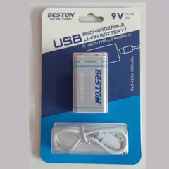 BESTON - BATERIA DE LITIO USB 9V. 1000 mAh RECARGABLE TIPO C