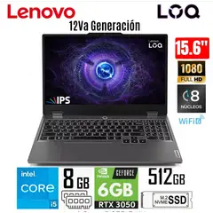 LENOVO - LAPTOP LENOVO LOQ 15IAX9 INTEL CORE I5 12TH 8GB 512GB 156 FHD 144HZ RTX3050 6GB