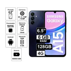 SAMSUNG - Celular Galaxy A15 4G 6GB 128GB Negro Azulado