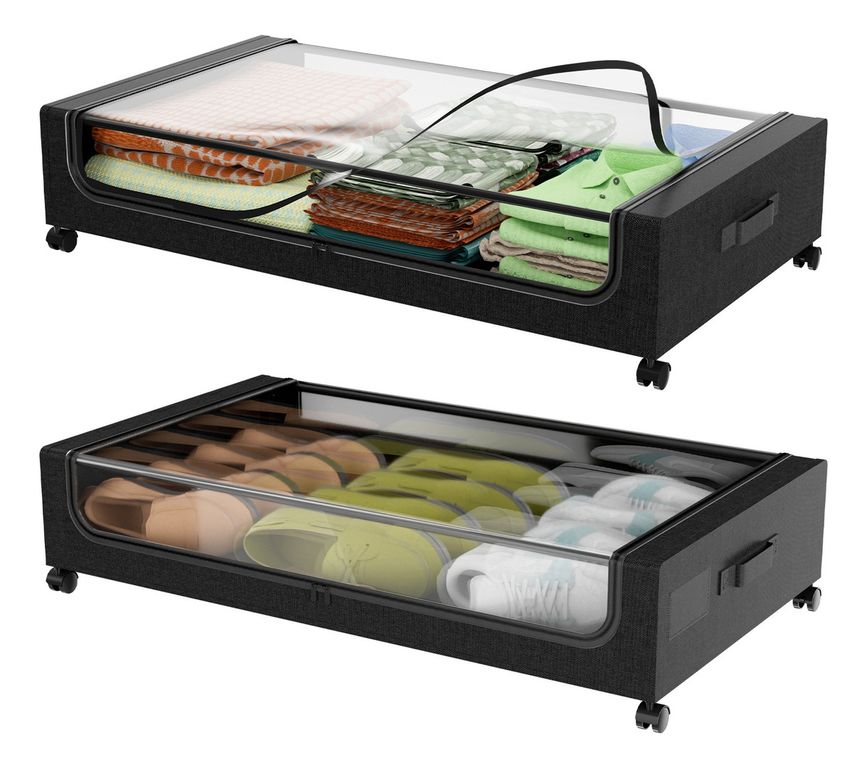 Caja Organizadora De Para Bajo Cama Con Ruedas 2 Piezas