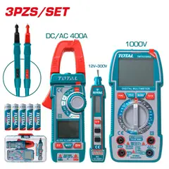 TOTAL TOOLS - Multímetro + Pinza Amperimétrica + Detector De Voltaje - TOS24067