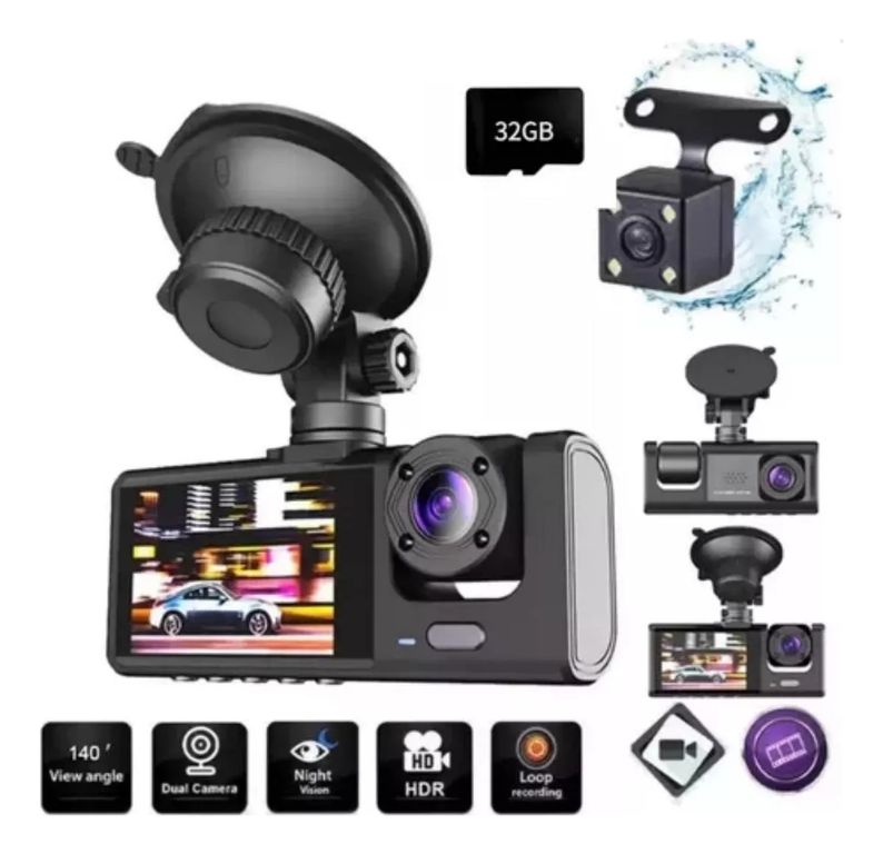 Dashcam Hd 1080p De 170° Para Automóvil 2 Camaras