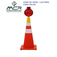 GENERICO - CONO DE 70CM + LUZ LED DE ADVERTENCIA INTERMITENTE PARA CONO DE SEGURIDAD SOLAR