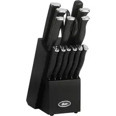 OSTER - Juego de 15 Cuchillos con Bloque de Madera y Caja Negra 123866.15