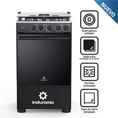 INDURAMA - Cocina a Gas 4 Hornillas Goya - Negro