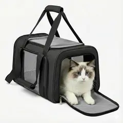 AMICATS - Transportador de Mascotas Gatos y Perros Maletin Negro