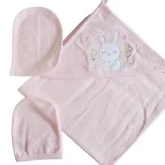 GENERICO - Toalla Bebé Felpa Suave - 3 pzas ROSADO