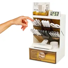 ELMEJORPRECIO - Organizador Multiuso con Cajón y Divisiones Sofía Marrón