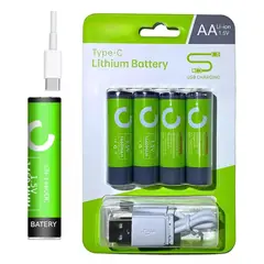 CAFINI - Pilas Aa Recargables Litio + Cargador Baterías