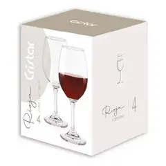 CRISTAR - 4 Copa Rioja Vino De Cristal Capacidad 386 Ml 13 Oz