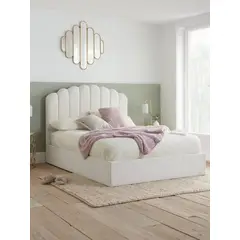 GENERICO - CAMA 2 PLAZAS VARSOVIA  COLOR MARFIL - BOX TARIMA Y CABECERA