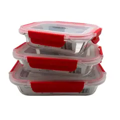 PRESS - Refractario con tapa de plastico rojo 370ML
