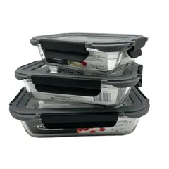 PRESS - Refractario con tapa de vidrio gris 640ML