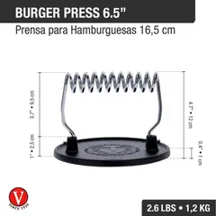 VICTORIA - PLANCHA PRENSA PARRILLERA PISADOR DE CARNES 16.5 CM