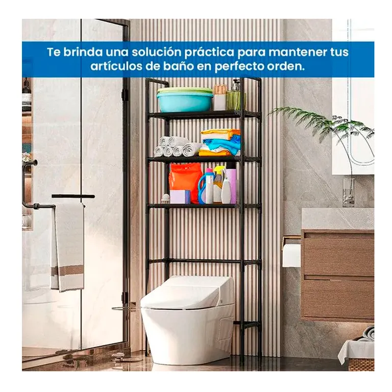 Organizador para Baño 3 Repisas Tela Resistente Ahorra Espacio Metal Liviano 155 cm