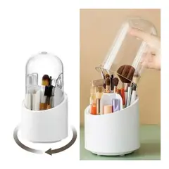 GENERICO - Organizador Protector De Maquillaje Porta Brochas Giratorio Rosado