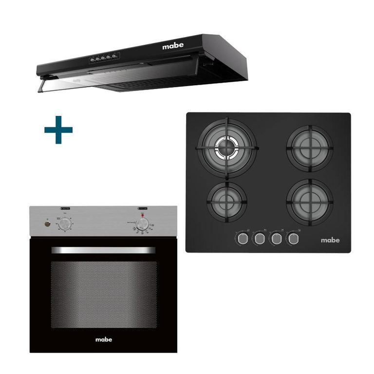 Combo Campana +Encimera a gas +Horno eléctrico 60cm Mabe