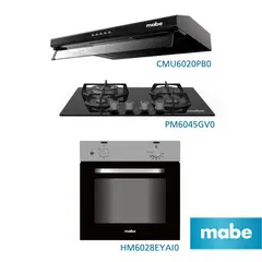 MABE - Combo Campana + Encimera + Horno 60cm CMU6020PB0PM6045GV0HM6028EYAI0
