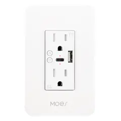 GENERICO - Enchufe Inteligente Pared WiFi Control Voz USB y Tipo C Doble 3300W