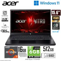 ACER - Laptop NITRO ANV15-41-R6ZZ Ryzen 7-7735HS RAM 16GB SSD 512GB 15.6" FHD 165Hz RTX 3050 6GB