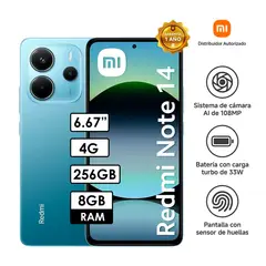 XIAOMI - Celular Redmi Note 14 4G 8GB RAM/ 256GB Azul