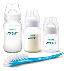 AVENT - Set Recien Nacido Classic niño 3 Biberones + Escobilla