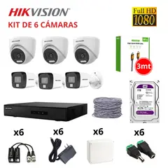HIKVISION - KIT 6 CÁMARAS DE SEGURIDAD FULL HD CON AUDIO + DISCO 1TB PURPURA
