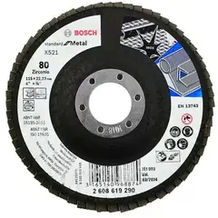Bosch - DISCO FLAP CURVO 115 MM GRANO 80 ECO PARA INOX Y METAL CON ZIRCONIA X 5 UND - BOSCH