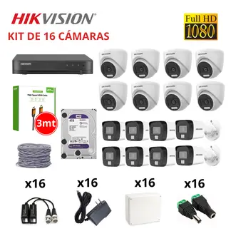 HIKVISION - KIT 16 CÁMARAS DE SEGURIDAD FULL HD CON AUDIO + DISCO 4TB PURPURA