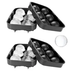 HOGARMAS - Set de 2 Bandejas Cubeteras Moldes para Hielo Redondo Esfera Negro