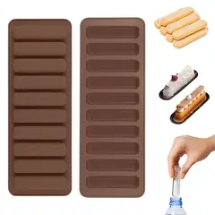 HOGARMAS - Set de 3 Moldes Bandejas en Tiras para Hielos Postres Marrón