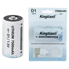 GENERICO - Bateria de Litio recargable Tipo D 1-5V 7500mAh Pila D LR20 USB C