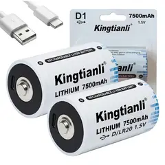 GENERICO - 2 BateriaS de Litio recargable Tipo D 1-5V 7500mah Pila D LR20 USB C