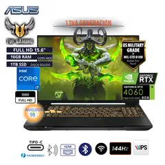 ASUS - Laptop Gamer TUF F15 de 156 Intel Core i7 NVIDIA GeForce RTX 4060 16GB RAM 1TB SSD