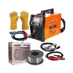 REDBO - Soldadora Inversora Mig 200 AMP MIG200 + Guante + 5kg de alambre