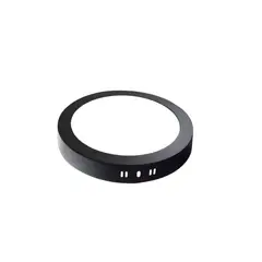GENERICO - Panel Led Redondo Policarbonato Negro 15W 1125Lm Luz Fría