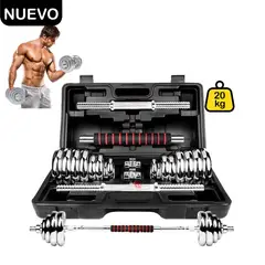 GETHEX - Set de Pesas 20 kg Mancuernas + Adaptador + Maletín