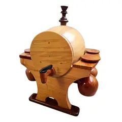 INSPIRA MARKET - Barril de madera Bar Vinos con 4 copas Madera 1.5 lt Elegante